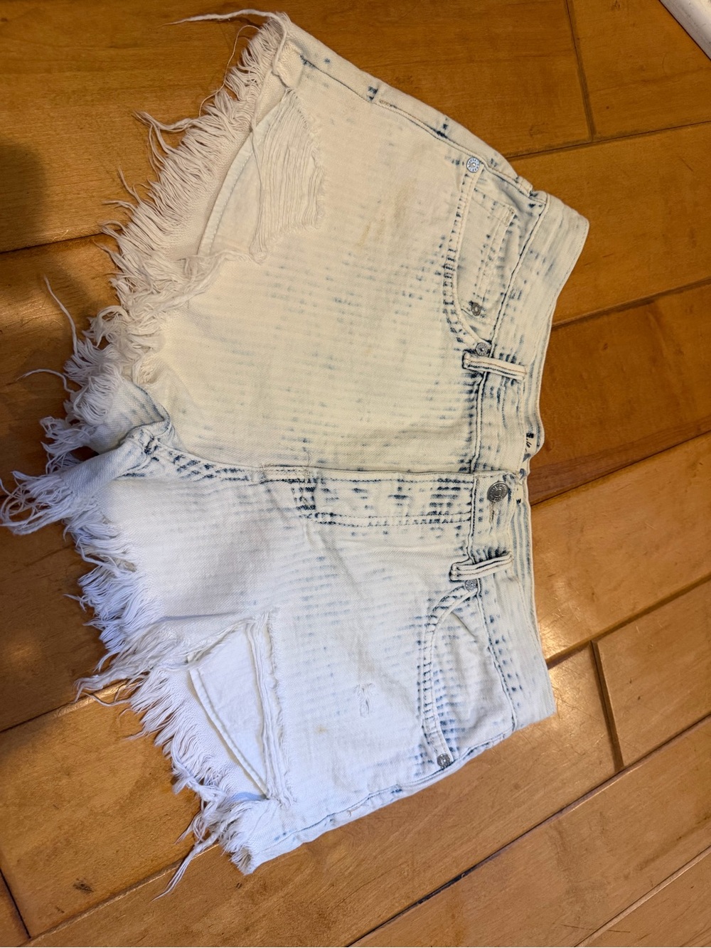 Free People Frayed Hem White and blue stripe Denim Women's Shorts